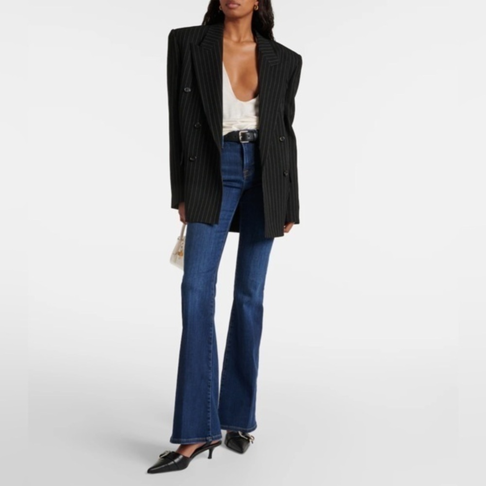 Frame Le High High-Rise Stretch Flare Jeans Size 32 in Majesty Dark Indigo